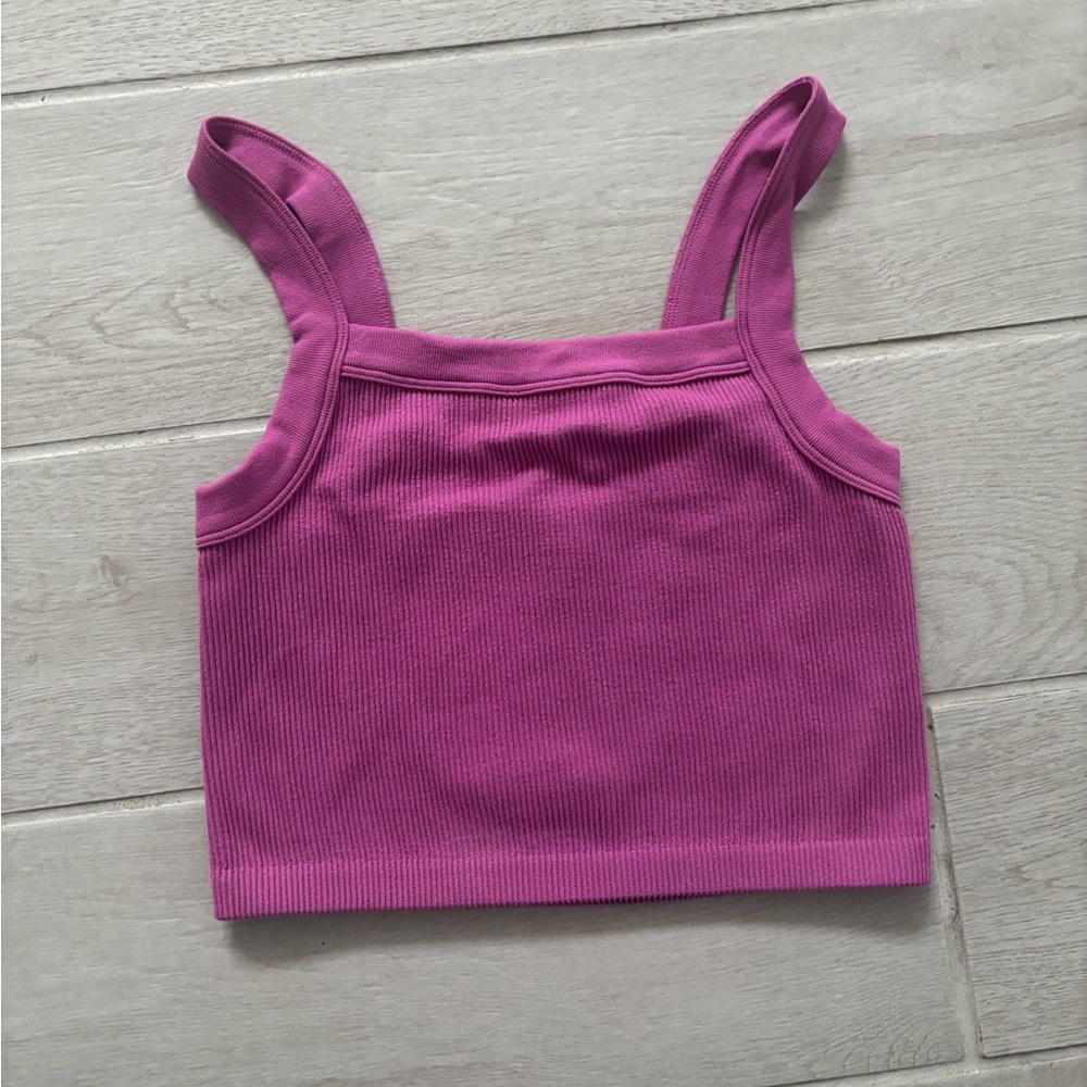 Girls' Ribbed Pink Tank Top - Sleeveless Crop